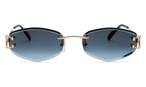 Rechteckige Cartier Sonnenbrille (goldfarben, blaue Gläser) CT0467S 002 5718