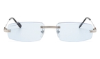 Rechteckige Cartier Sonnenbrille (silberfarben, blaue Gläser) CT0535S 005 5717