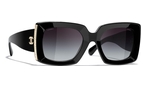 Rechteckige CHANEL Sonnenbrille (schwarz/gold) CH5435 C622S6