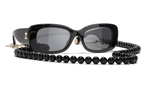 Rechteckige Chanel Sonnenbrille (schwarz, goldfarben) CH5488 C622T8