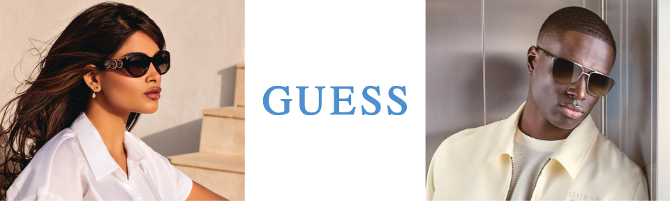 2 Personen tragen Guess Sonnenbrillen.